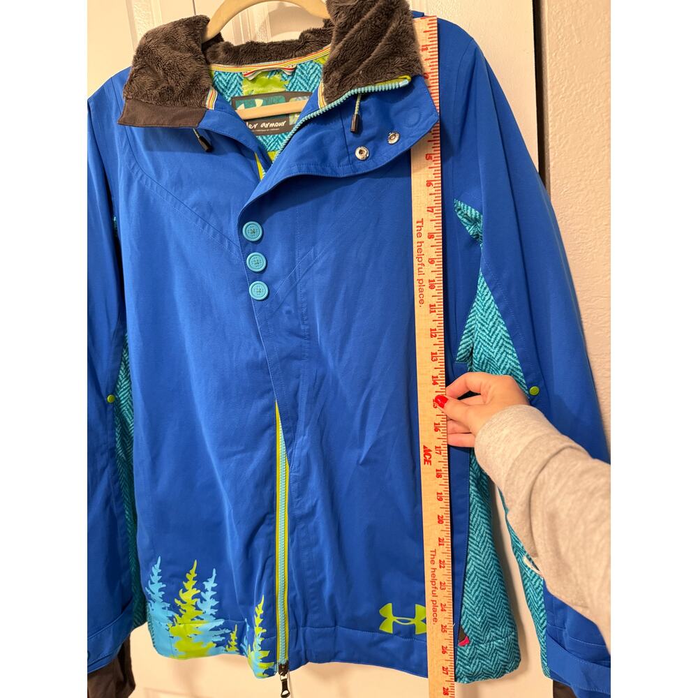 Under Armour S Ski Jacket $199 Waterproof Snowboard Brimmed Hood Bright Blue NEW - Picture 10 of 10